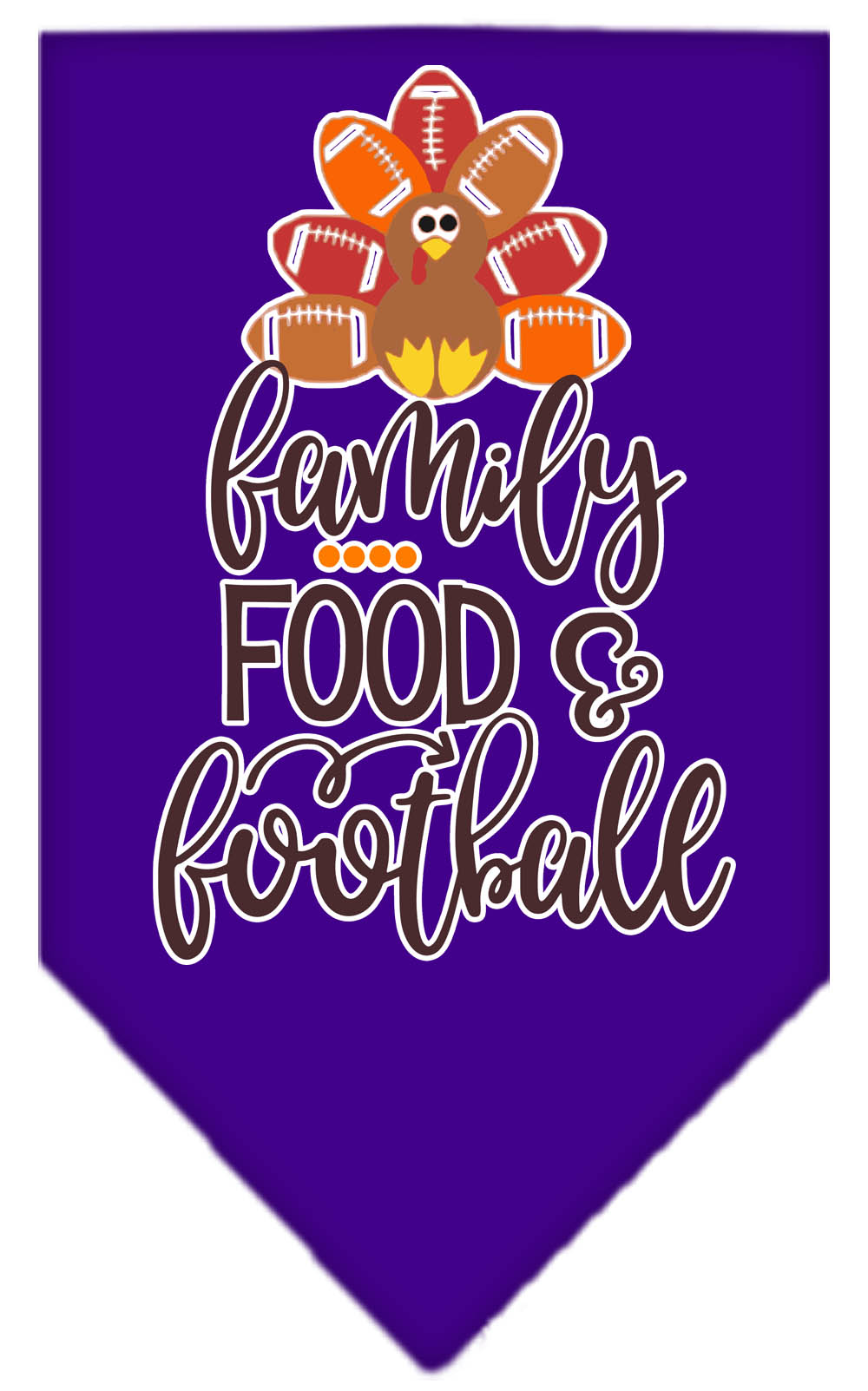 Family, Food, and Football Screen Print Bandana Purple Small